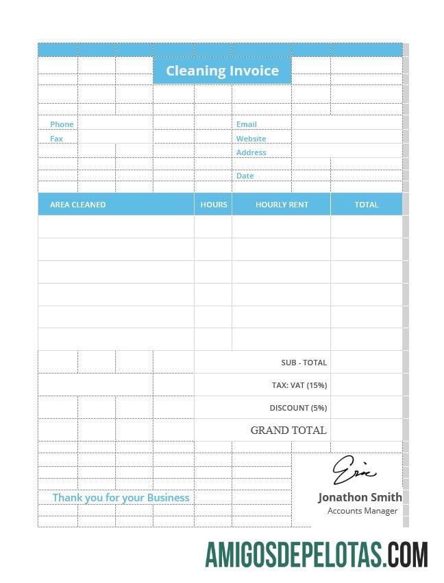 imprimível Exemplo de modelo de fatura de limpeza